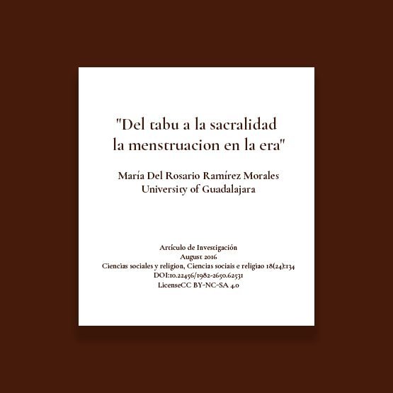 "Del tabu a la sacralidad la menstruacion en la era" de María Del Rosario Ramírez Morales